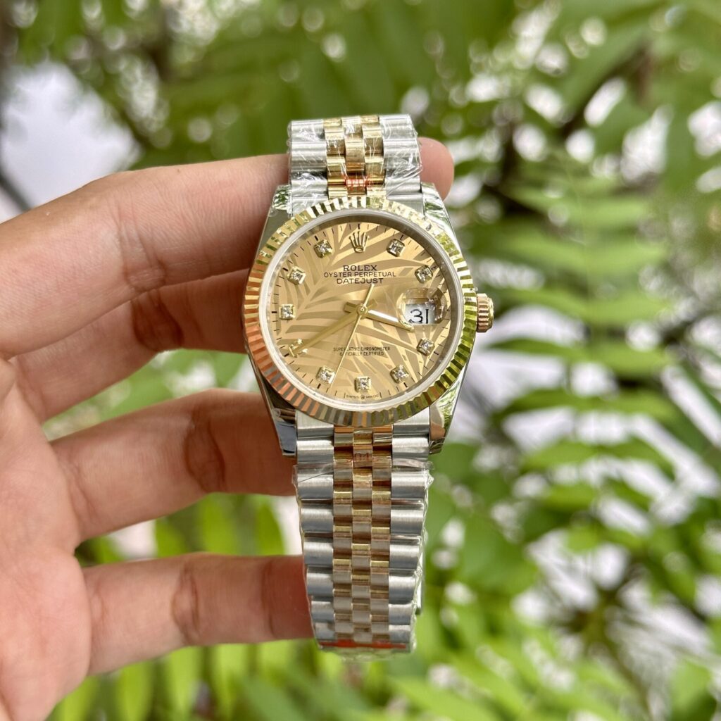 Rolex Datejust 36mm 18K Gold Wrapped (Super Clone) Palm Leaf Dial – Automatic Movement