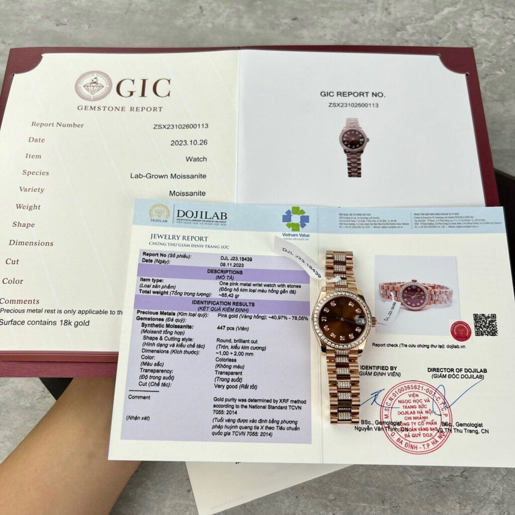 Rolex DateJust 31mm Gold Wrapped (Super Clone) Chocolate Dial with Moissanite Hour Markers – Women’s Luxury Timepiece