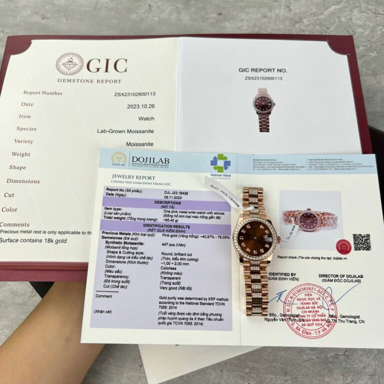 Rolex DateJust 31mm Gold Wrapped (Super Clone) Chocolate Dial with Moissanite Hour Markers – Women’s Luxury Timepiece