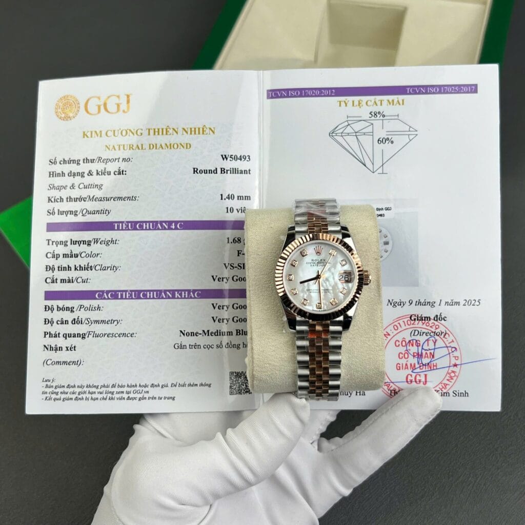 Rolex Datejust 31mm Gold Wrapped (GM Factory Super Clone) MOP Dial with Natural Diamond Markers – Automatic Movement