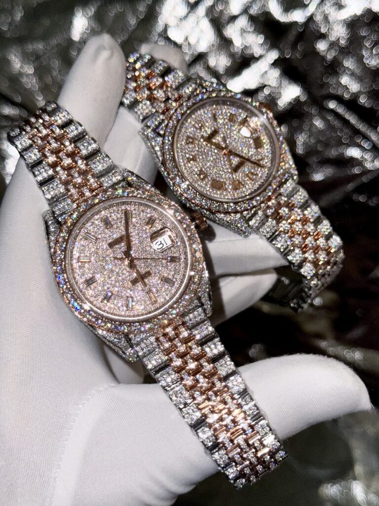 Rolex DateJust 41mm SS (Super Clone 1:1) Full Diamond Moissanite Dial on Jubilee Bracelet – Automatic Movement