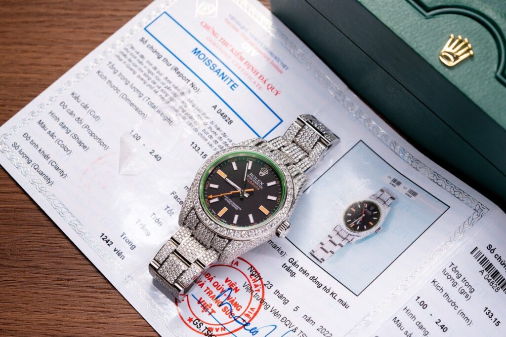 Rolex Milgauss Hong Kong 41mm Moissanite Diamond (Super Clone) Black Dial with Moissanite Diamond Bezel – Automatic Self-Winding