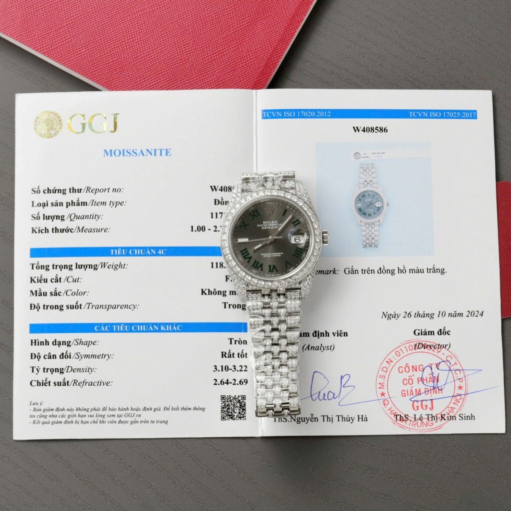 Rolex DateJust 41mm (Super Clone) Wimbledon Dial with Custom Full Moissanite Diamonds – RLX-ROLEXDA-1259