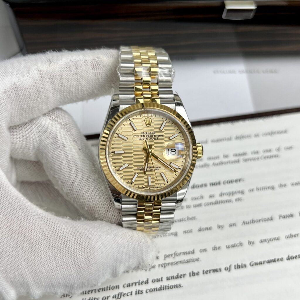 Rolex DateJust (EW Factory Super Clone) 36/41mm SS Yellow Dial on Stainless Steel Oyster Bracelet – Automatic Movement