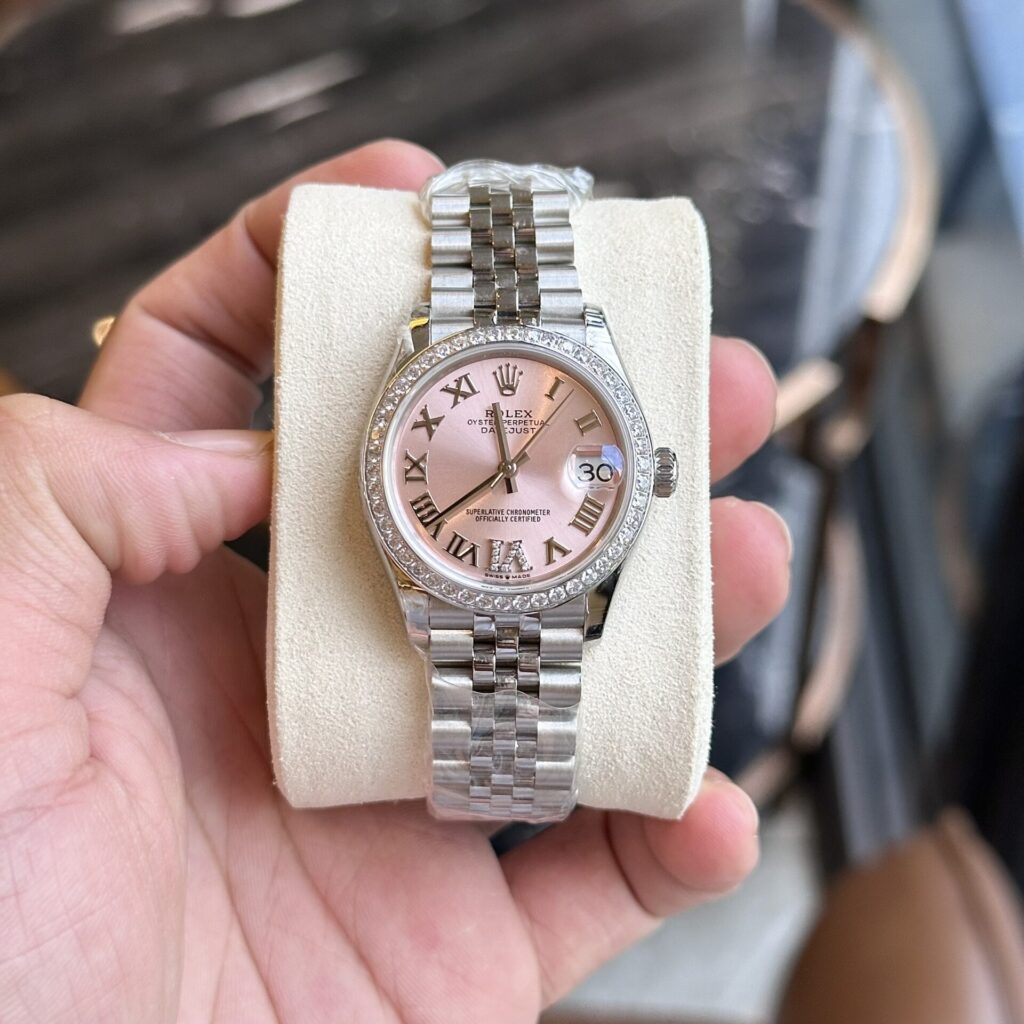 Rolex DateJust 31mm SS (Super Clone) Pink Dial with Diamond Hour Markers on Jubilee Bracelet – Calibre 2235