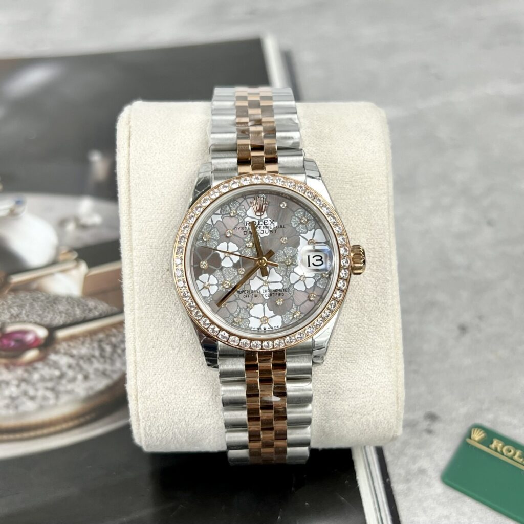 Rolex Datejust 31mm (Super Clone) Flower Dial with Diamond Bezel – Women’s Luxury Timepiece