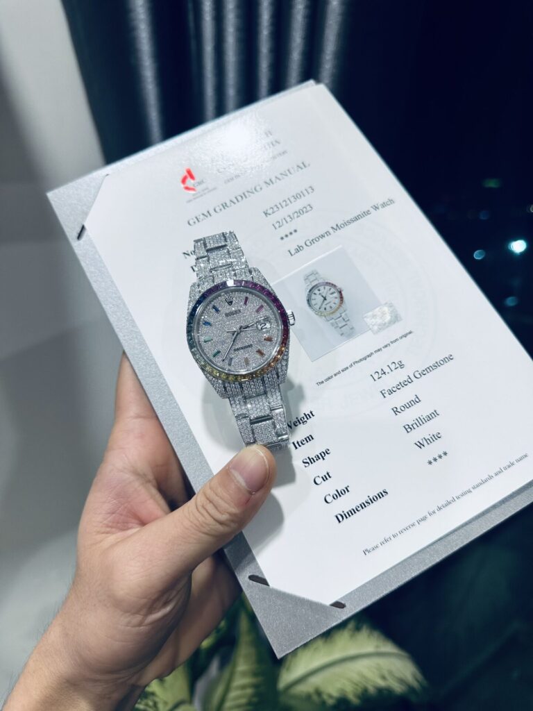 Rolex DateJust Rainbow 41mm (Super Clone) Custom Moissanite Diamonds – RLX-ROLEXDA-4584