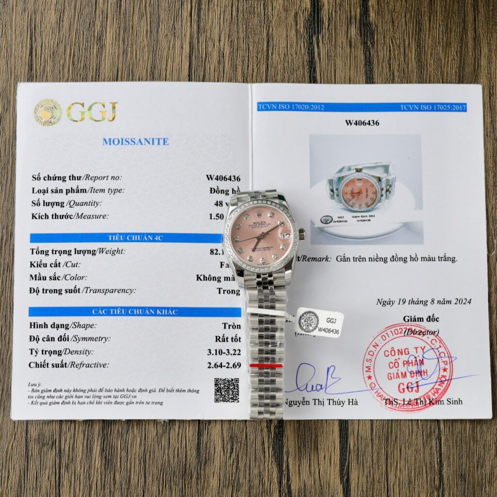 Rolex DateJust 31mm Stainless Steel (Super Clone) Pink Dial with Custom Moissanite Diamonds – Rolex Clone Automatic