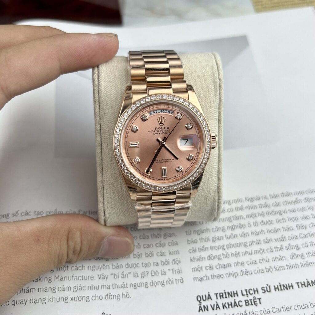 Rolex Day-Date 31mm SS (EW Factory Super Clone) Pink Dial on Stainless Steel President Strap – Automatic 28800 BPH