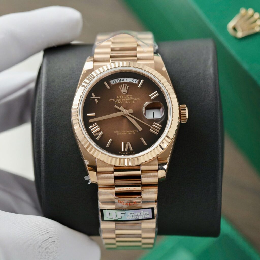 Rolex Day-Date 128235 36mm (QF Super Clone) Chocolate Dial – Weight 158g