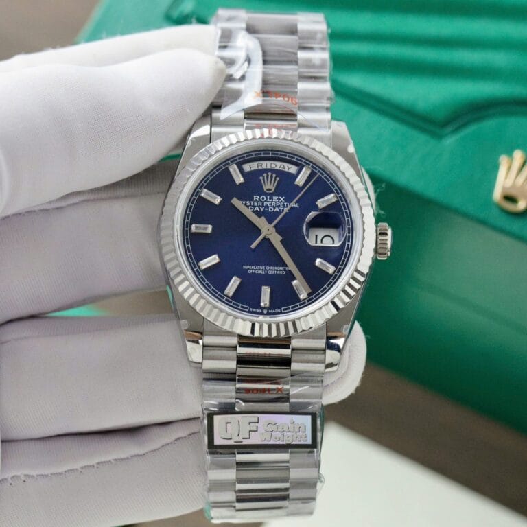 Rolex Day-Date 128236 36mm SS (QF Super Clone) Blue Dial – Automatic Movement