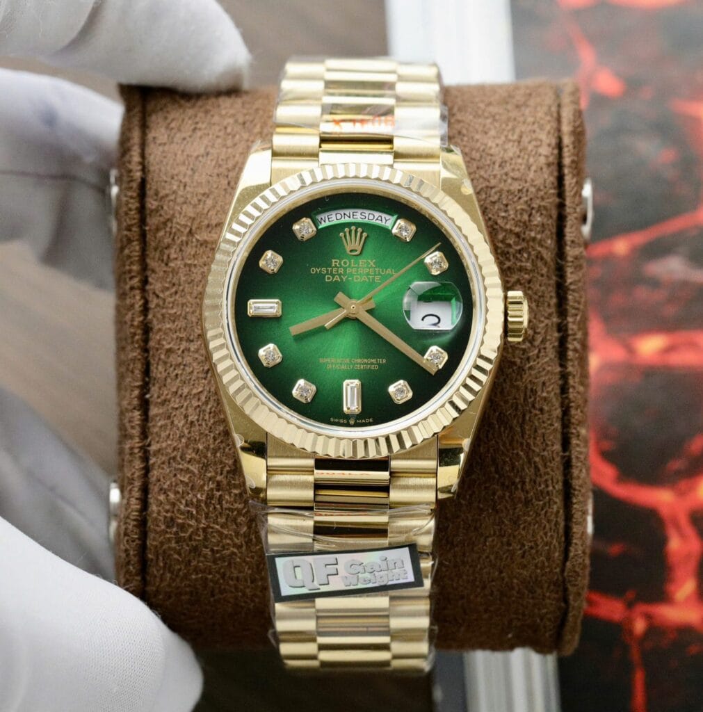 Rolex Day-Date 128238 36mm SS (QF Super Clone) Green Ombre Dial – Automatic Caliber 28800