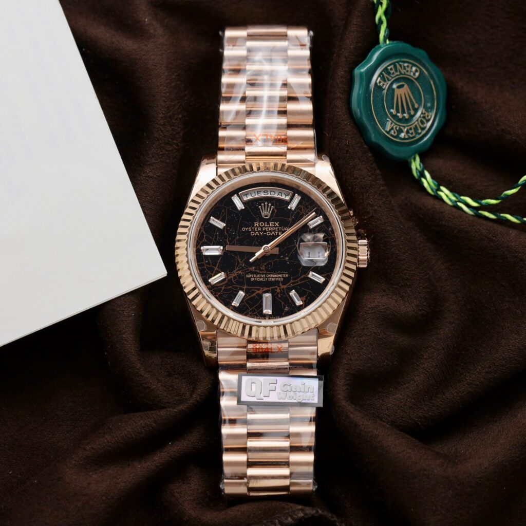 Rolex Day-Date 228235 40mm SS (QF Super Clone) Lava Dial on Leather Oyster Bracelet – Automatic Movement