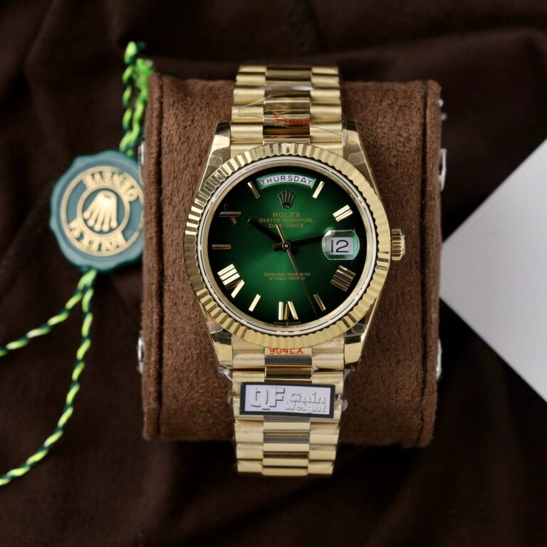 Rolex Day-Date 228238-0069 40mm 18K Yellow Gold (QF Super Clone) Green Ombre Dial on Presidential Bracelet – Automatic Movement
