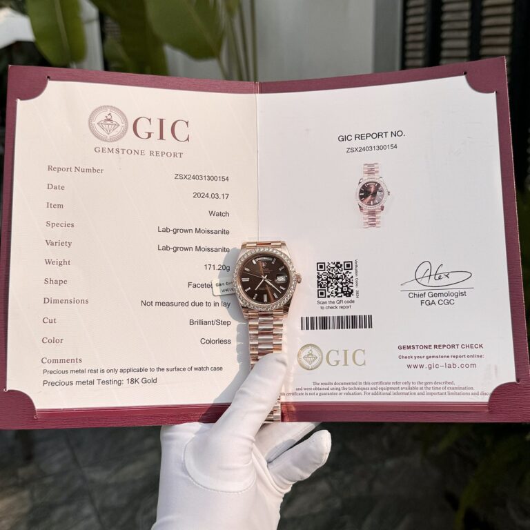 Rolex Day-Date 40mm Gold Wrapped (GM Factory Super Clone) Chocolate Dial with Moissanite Diamond Markers – Custom Gold Wrapped