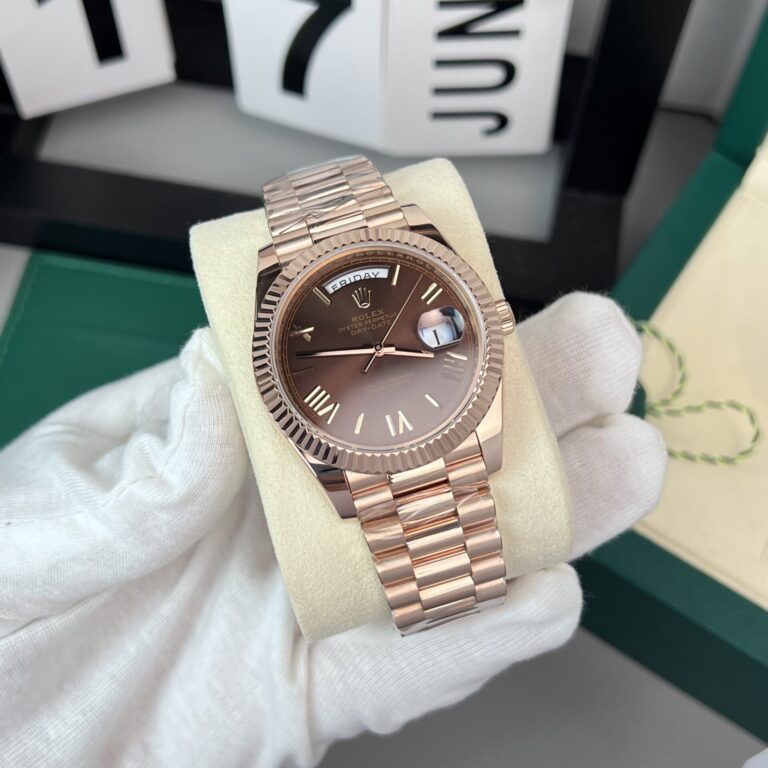 Rolex Day-Date GM V2 40mm 18K Gold Wrapped (Super Clone) Chocolate Dial on 18K Gold Wrapped President Bracelet – Cal. 3255 Automatic