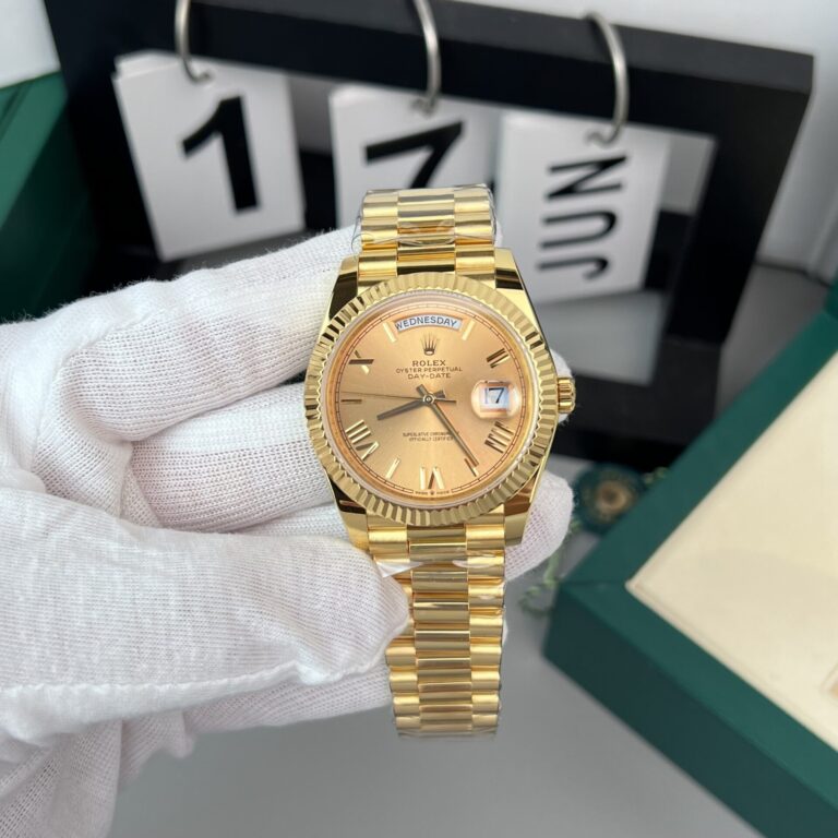 Rolex Day-Date 40mm Gold Wrapped (GM V2 Super Clone) Champagne Gold Dial on Gold Wrapped President Bracelet – Calibre 3135