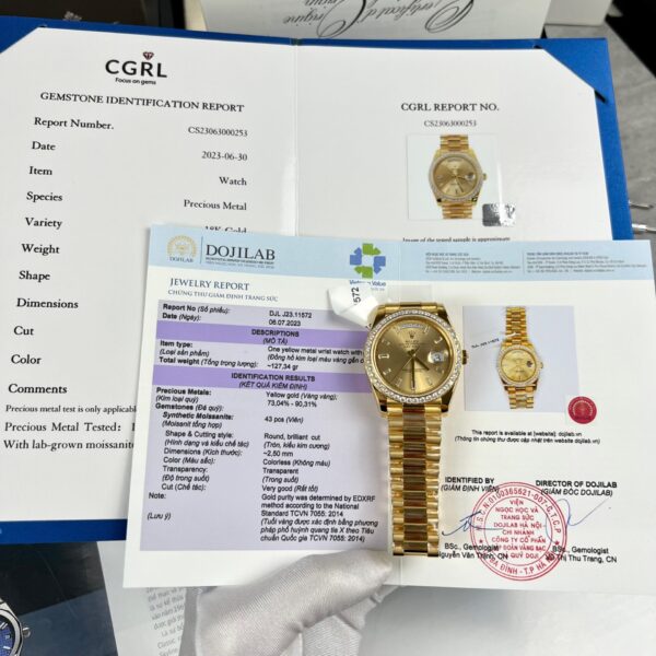 Rolex Day-Date Gold Wrapped (Super Clone GM V2) 40mm with Moissanite Diamonds – Automatic Movement 28,800 vph