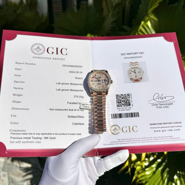 Rolex Day-Date 40mm Gold Wrapped (Super Clone) Moissanite Diamonds Baguette Custom – RLX-ROLEXDA-2035
