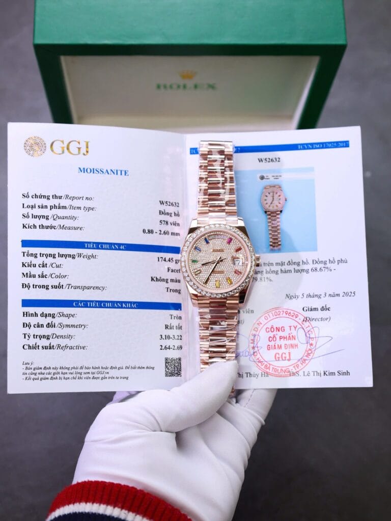 Rolex Day-Date 40mm 18K Gold Wrapped (GM Factory Super Clone) Gold Dial with Moissanite Diamonds – Automatic Movement