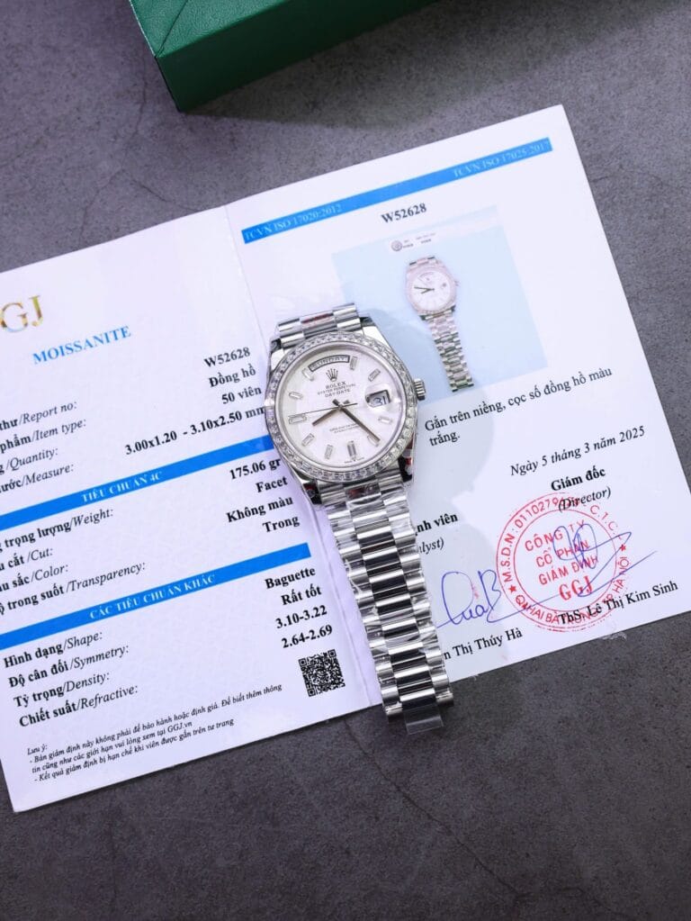 Rolex Day-Date 40mm SS (Super Clone) Meteorite Dial with Custom Diamonds & Moissanite Baguette – Swiss ETA 2836-2