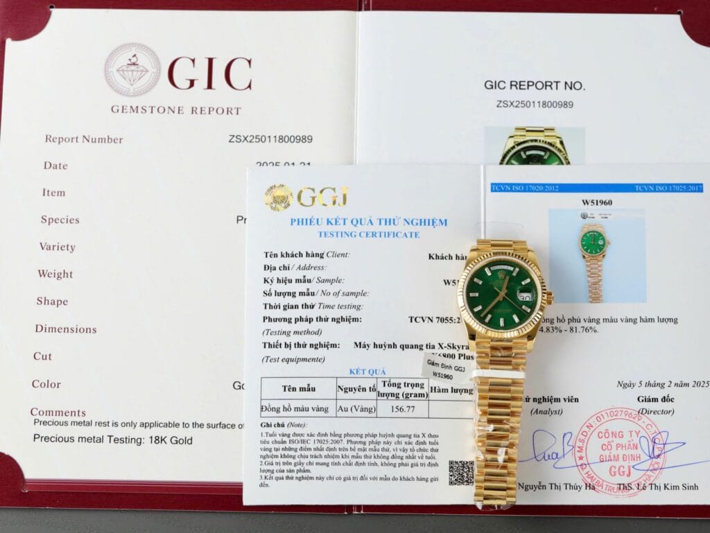 Rolex Day-Date 36mm Gold Wrapped (Super Clone) Green Dial with Gold Hands – Automatic Self-Winding Movement
