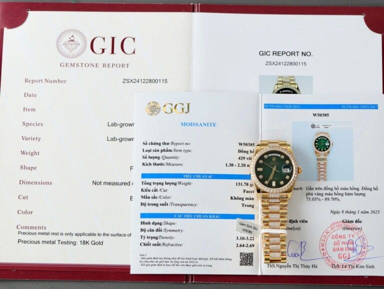 Rolex Day-Date 36mm Gold-Wrapped Stainless Steel (Super Clone) Green Ombre Dial with Diamonds Moissanite – Automatic Movement