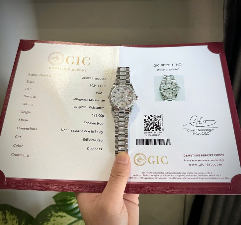 Rolex Day-Date 36mm SS (Super Clone) Custom Moissanite Diamonds – Calibre 3255