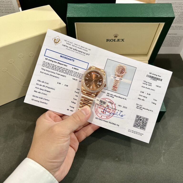 Rolex Day-Date 40mm SS (Super Clone) Chocolate Dial with Custom Moissanite Diamonds – Automatic Self-Winding