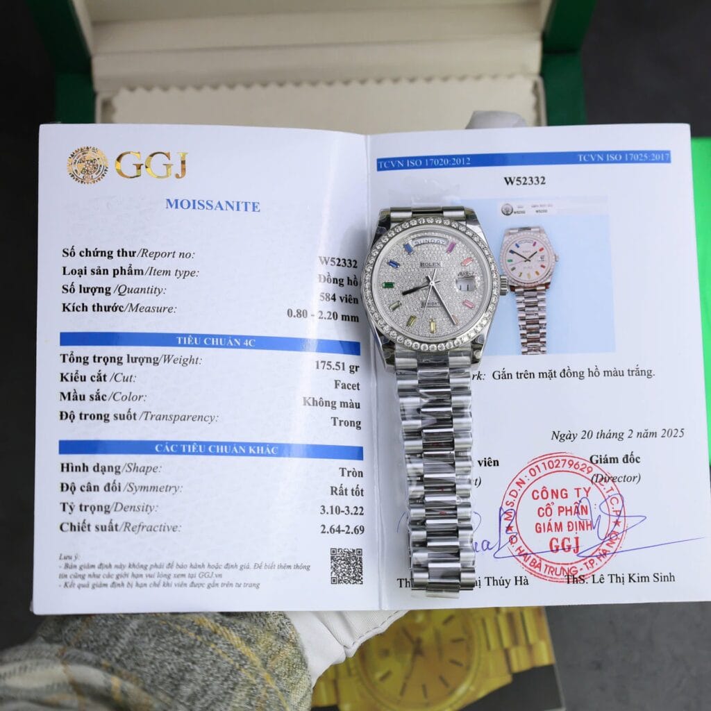 Rolex Day-Date 40mm SS (GM Factory Super Clone) Black Dial with Custom Diamond Encrusted Bezel – Automatic Movement