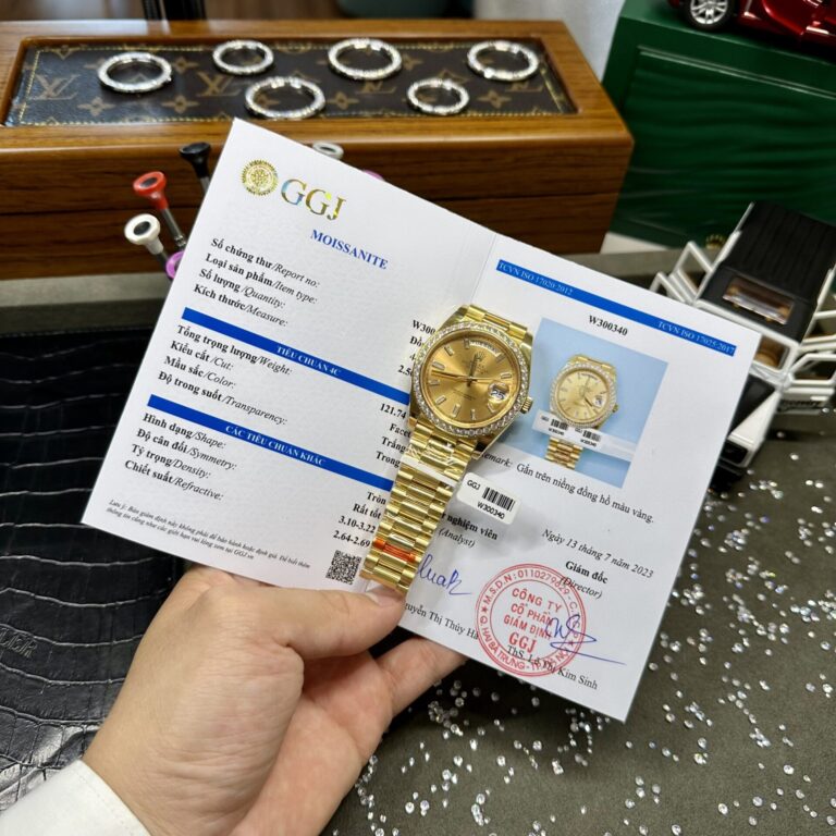 Rolex Day-Date 40mm (EW Factory Super Clone) Yellow Dial with Moissanite Diamonds