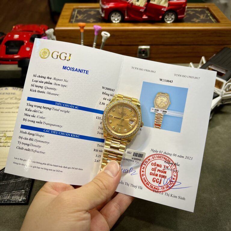 Rolex Day-Date 40mm SS (Super Clone) Yellow Dial with Custom Moissanite Diamonds – Automatic Caliber 28800 bph