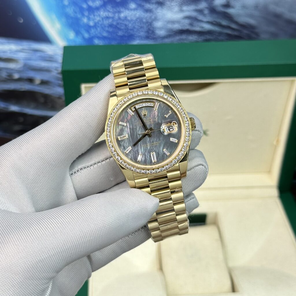 Rolex Day-Date 40mm SS (BP Factory Super Clone) Mother-Of-Pearl Dial with Diamonds – Automatic 28,800 BPH