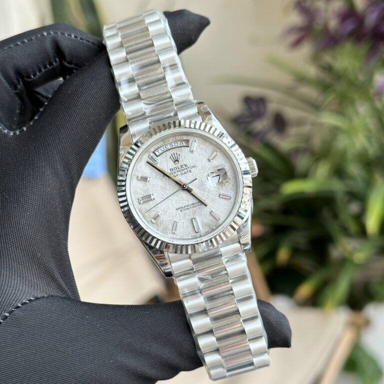 Rolex Day-Date 40mm SS (GM Factory Super Clone) Meteorite Dial on Stainless Steel President Strap – High-Quality Automatic Movement