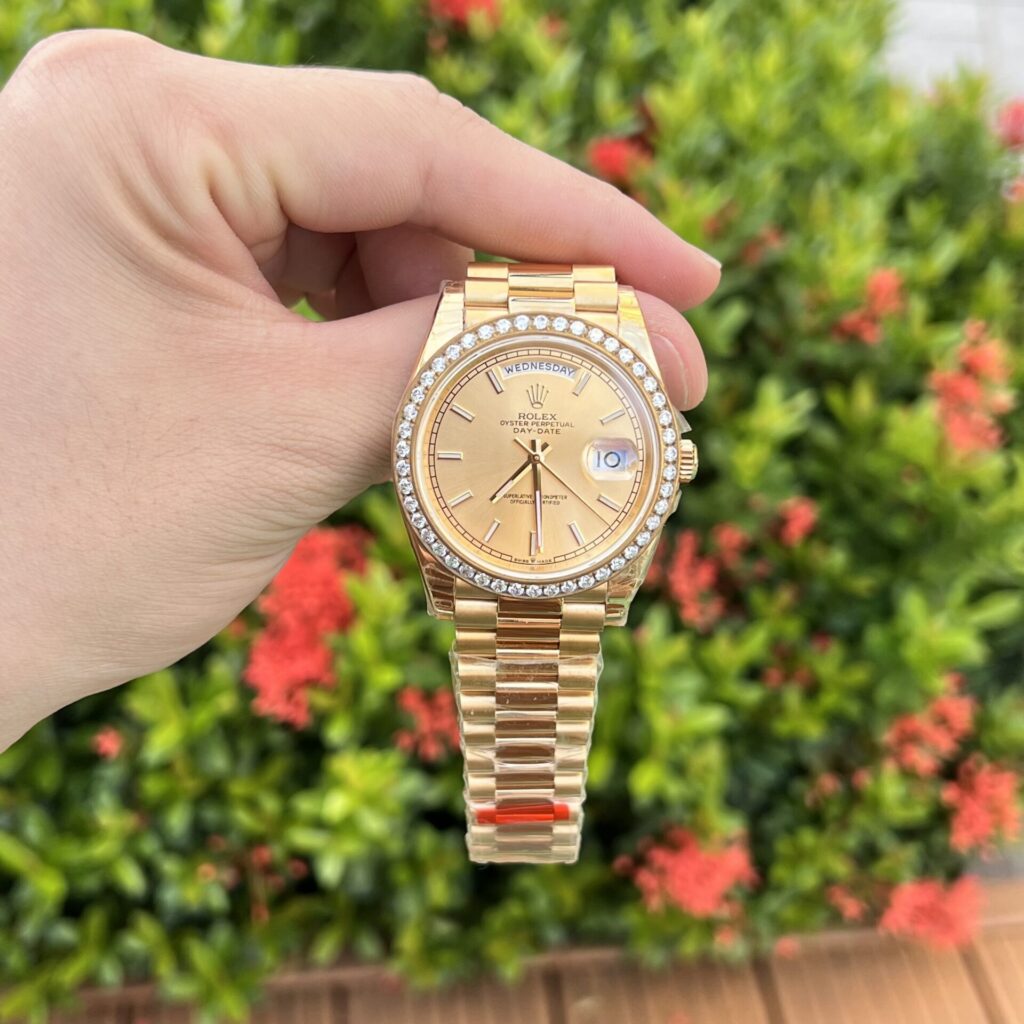 Rolex Day-Date 40mm (Super Clone) Diamond Bezel Champagne Dial