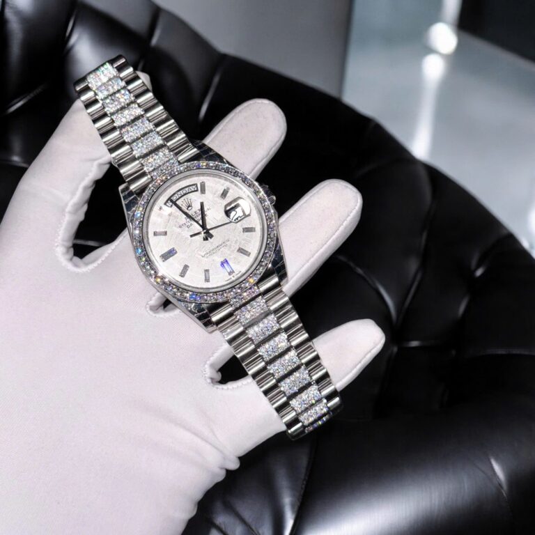 Rolex Day-Date 40mm (Super Clone) Meteorite Dial with Moissanite Diamonds – Custom Design