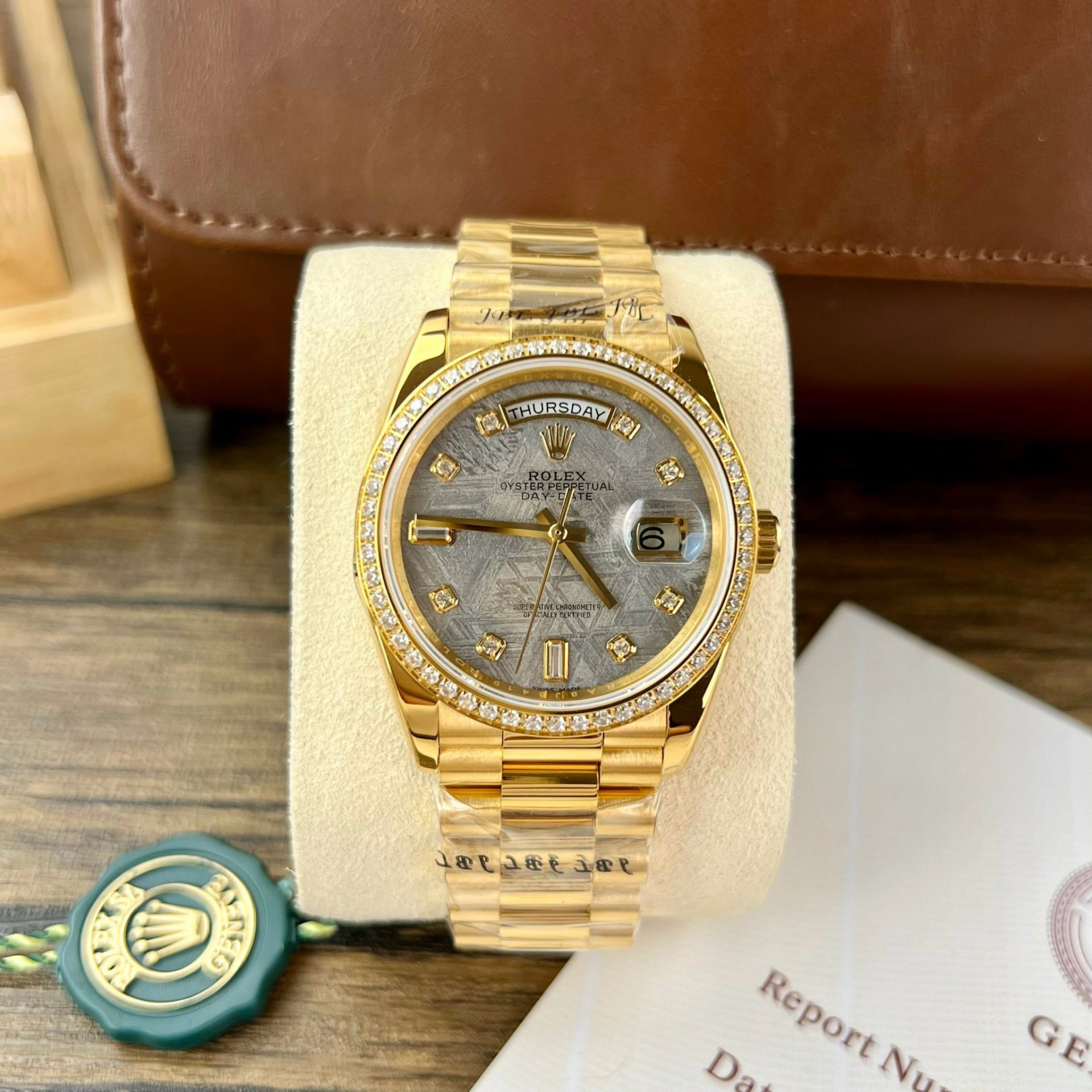 Rolex Day-Date 36mm SS (RA Super Clone) Meteorite Dial with Fluted Bezel – Automatic Movement
