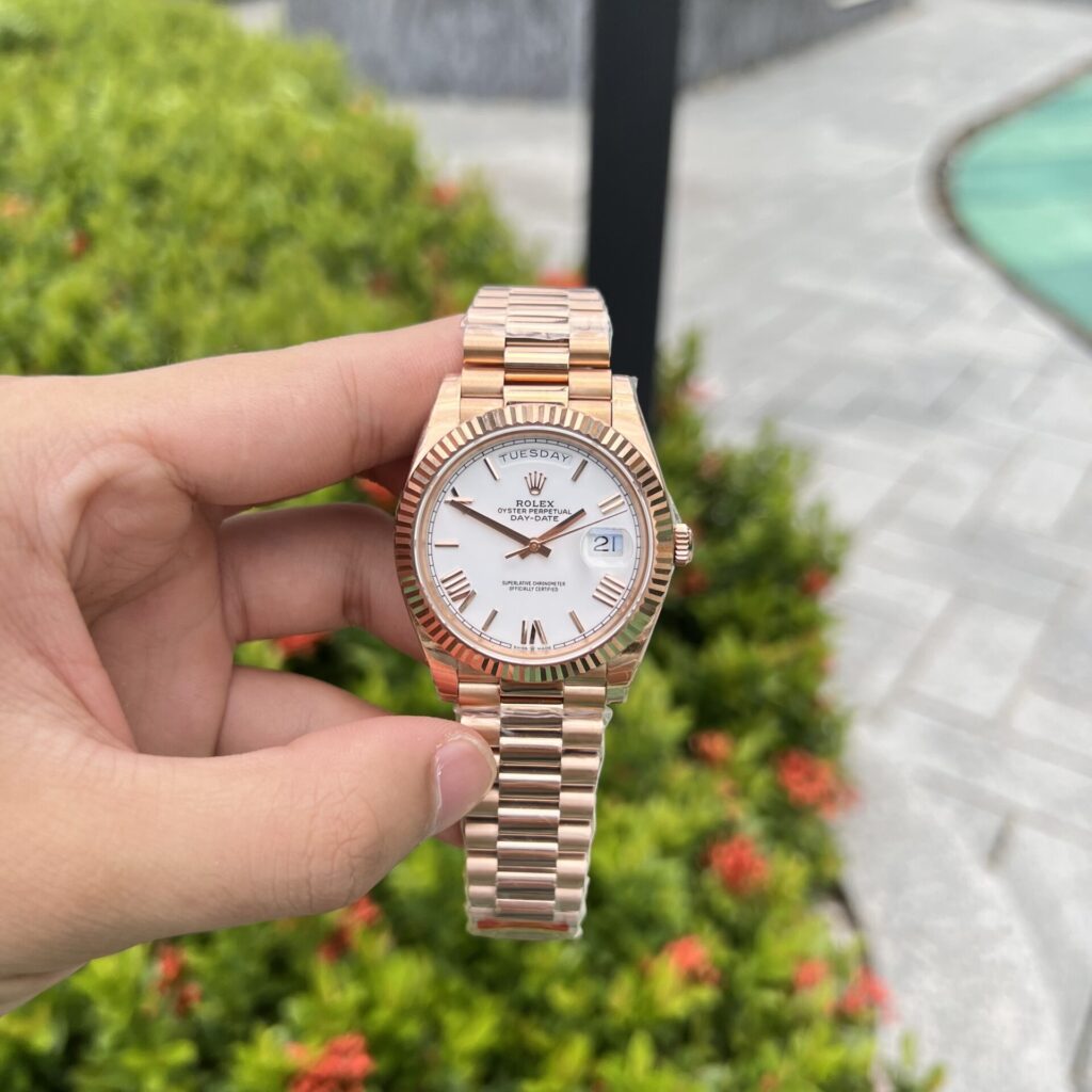 Rolex Day-Date 40mm Rose Gold (Best Super Clone) White Dial – Automatic Self-Winding