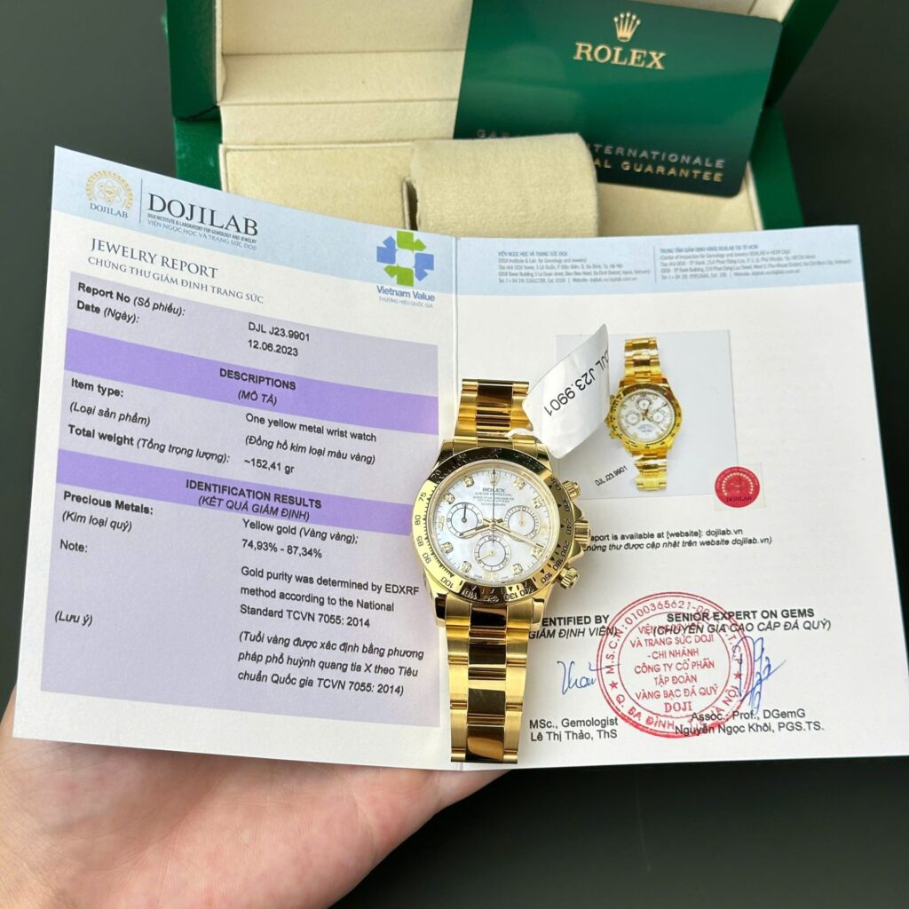 Rolex Daytona 116508 40mm Gold Wrapped (Super Clone 4130) Mother of Pearl Dial on Gold Wrapped Oyster Bracelet – 72 Hours Power Reserve