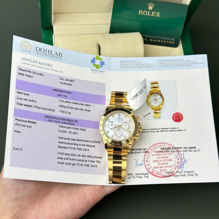 Rolex Daytona 116508 40mm Gold Wrapped (Super Clone 4130) Mother of Pearl Dial on Gold Wrapped Oyster Bracelet – 72 Hours Power Reserve