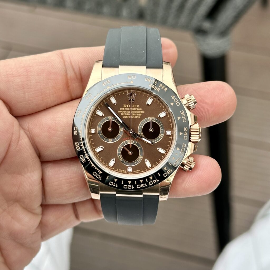 Rolex Daytona 116515LN 40mm Rose Gold (BT Factory Super Clone) Chocolate Dial on Oysterflex Rubber Strap – Automatic Chronograph