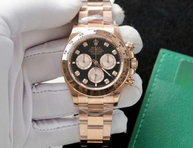 Rolex Daytona 126505 40mm Rose Gold (Super Clone) Black Dial on Rose Gold Oyster Bracelet – Calibre 4130 Automatic