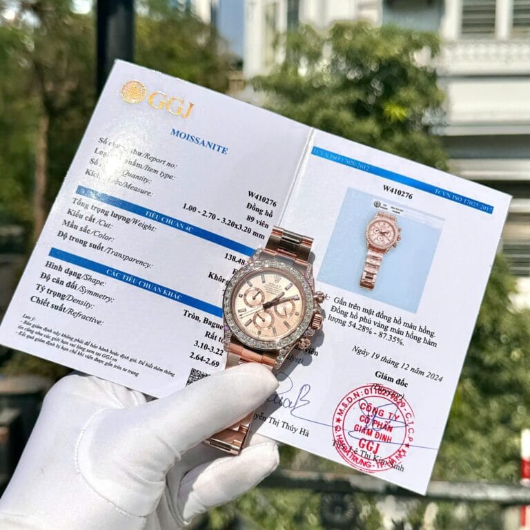 Rolex Daytona 126595TBR 40mm Gold Wrapped (Super Clone) Black Dial with Moissanite Diamond Markers on Gold Wrapped Oysterflex Bracelet – Calibre 4130