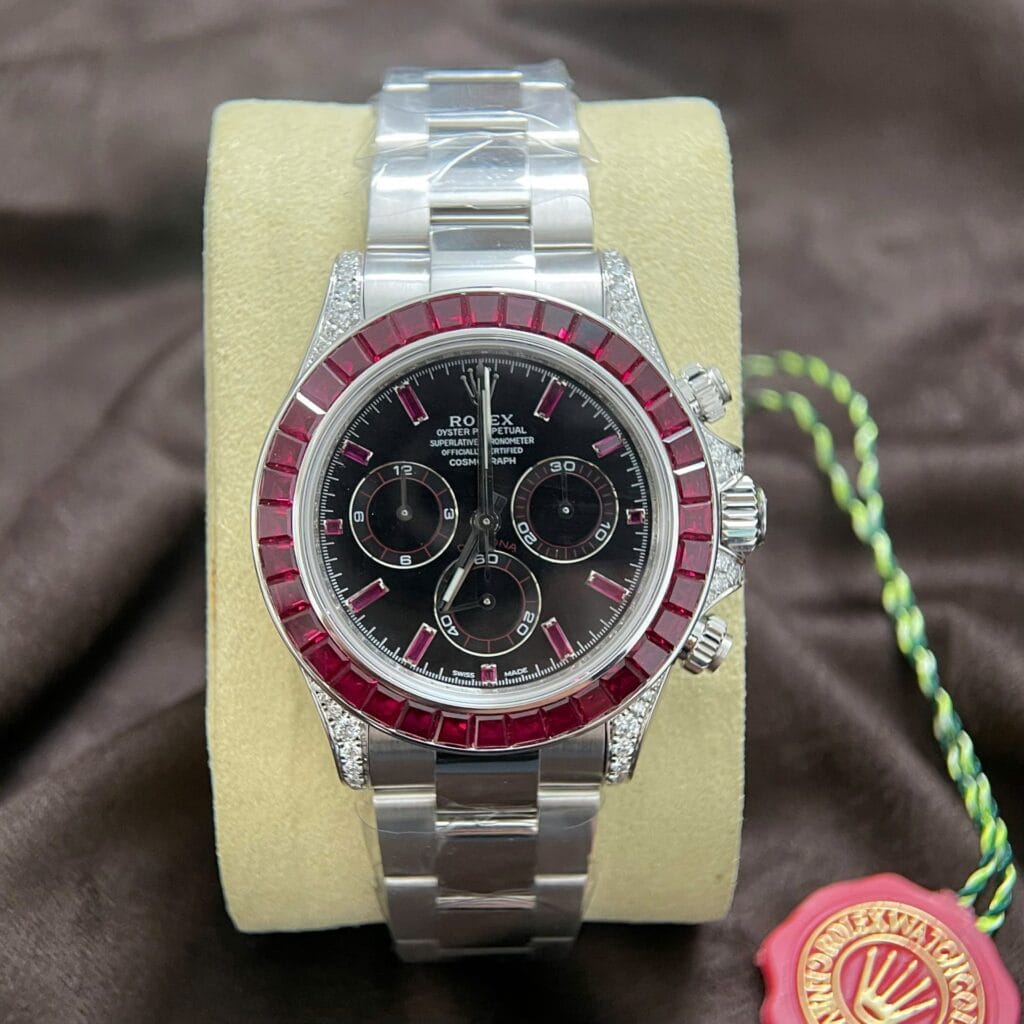 Rolex Daytona 126599TRU (Super Clone) 40mm 18K Solid Gold with Natural Ruby & Diamonds – Custom
