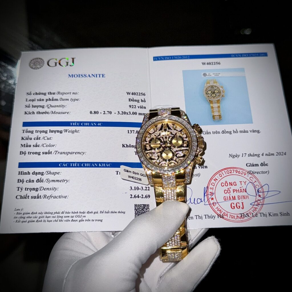 Rolex Daytona Eye Of Tiger 40mm Gold Wrapped (Super Clone) Moissanite Diamond-Encrusted Bezel – Calibre 4130 Automatic