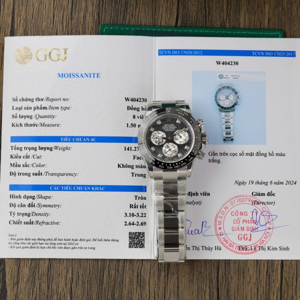 Rolex Daytona 40mm SS (Super Clone) Mother Of Pearl Dial with Custom Moissanite Diamonds – Automatic Chronograph