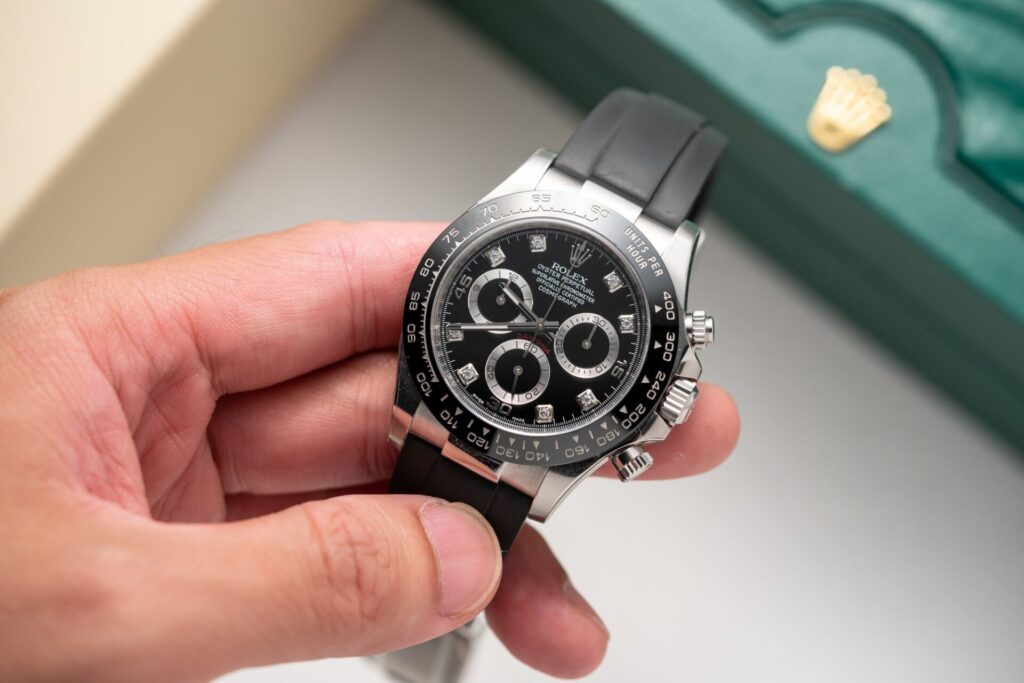 Rolex Daytona Cosmograph 116519LN 40mm SS (Clean Factory Super Clone) Black Dial on Oysterflex Rubber Strap – Automatic Chronograph