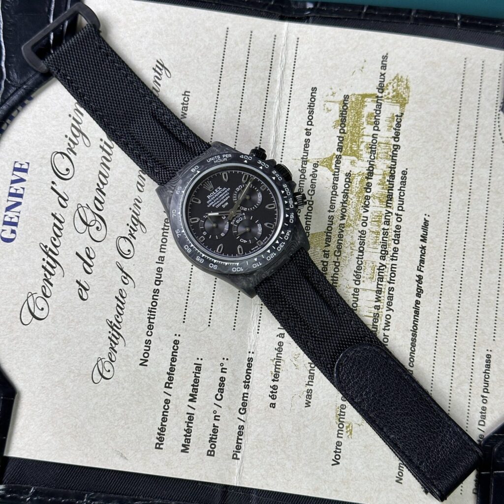 Rolex Daytona Diw Carbon 40mm (Best Super Clone 1:1) Black Dial on Carbon Bracelet – Rolex 4130 Clone