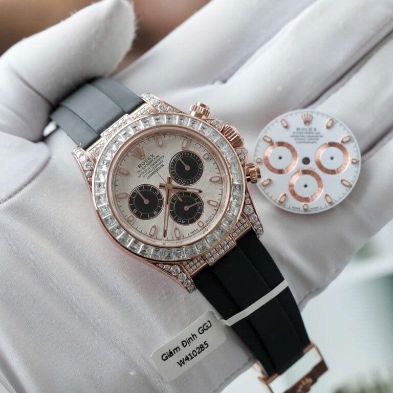 Rolex Daytona 40mm 18K Gold Wrapped (Super Clone) Baguette Bezel with Moissanite Diamonds – Automatic Chronograph