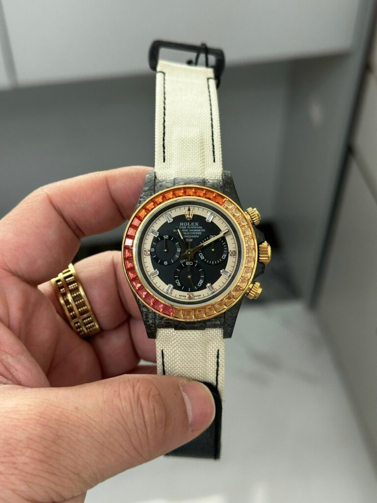 Rolex Daytona Cosmograph DIW Carbon 40mm (Super Clone) Black Dial on DIW Carbon Bracelet – Calibre 4130